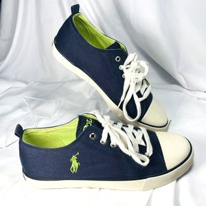 Polo Ralph Lauren Black J Conner Low Canvas Shoes Sneakers Size 6 1/2 Cap Toe
